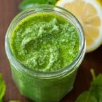 Pesto Sauce Recipe in glass jar