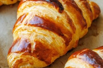 Golden baked, flaky croissant