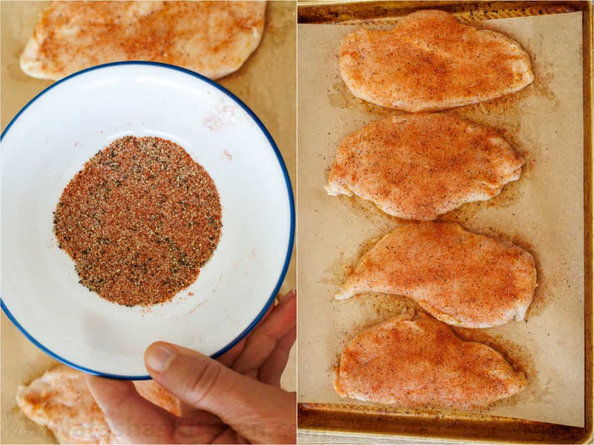Making seasoning mix and seasoning chicken breasts
