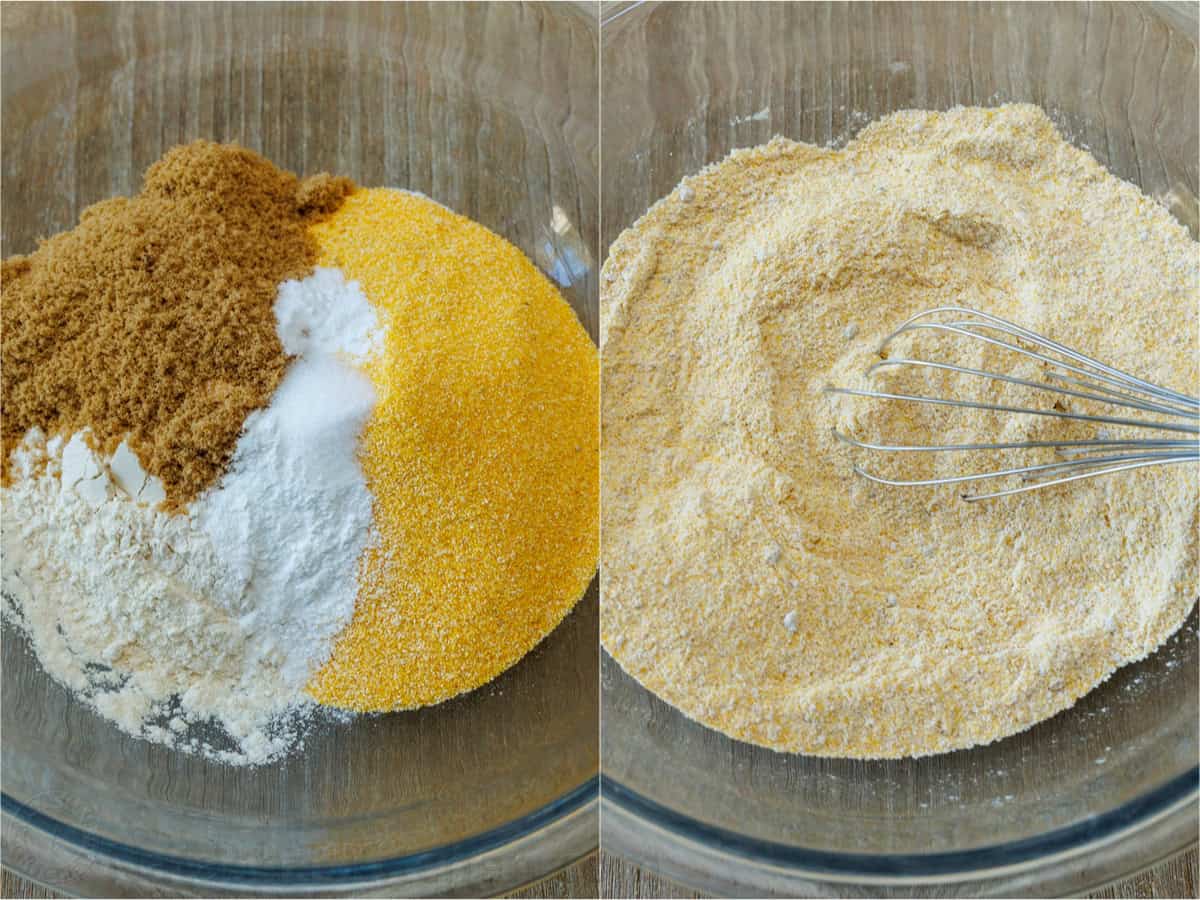 The best homemade cornbread recipe is easy to make with pantry staples. Serve with your favorite holiday or BBQ menu and honey butter on top. How to mix dry ingredients for the best cornbread recipe