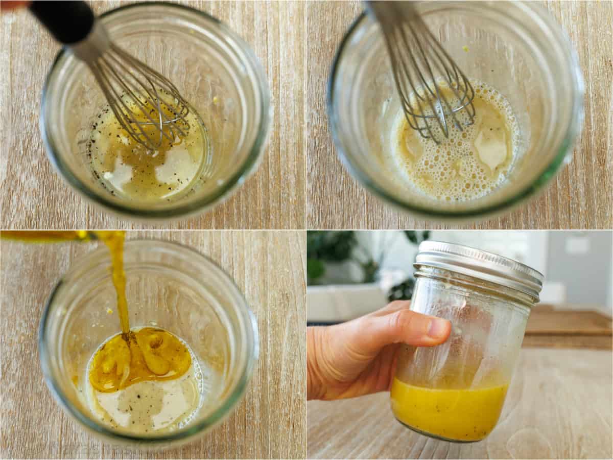Lemon Vinaigrette dressing comes together quickly, but will become your go-to homemade salad dressing. Use for salads, to marinate, or more. Step-by-step photos of how to emulsify ingredients using a whisk