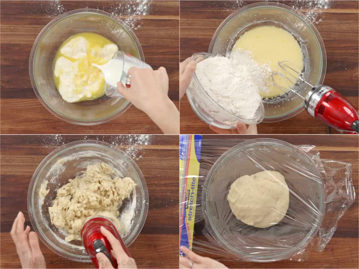 How to mix dough for Christmas Cookies in a clear bowl