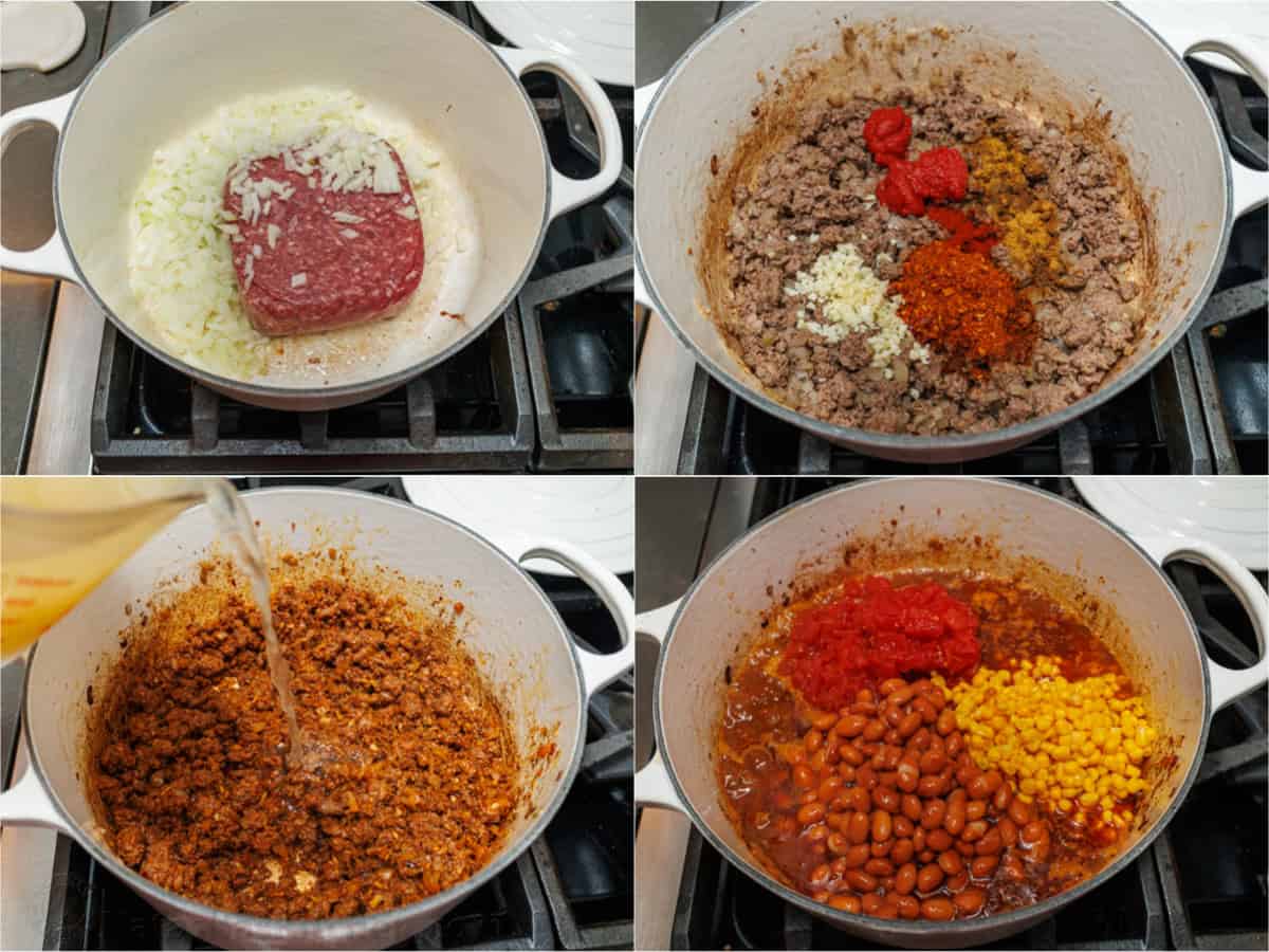 Easy taco soup combines Tex-Mex flavors of tacos into a hearty soup. You'll love this 1-pot, 30-minute meal with all the best taco toppings! How to make stew on the stove using a Dutch Oven