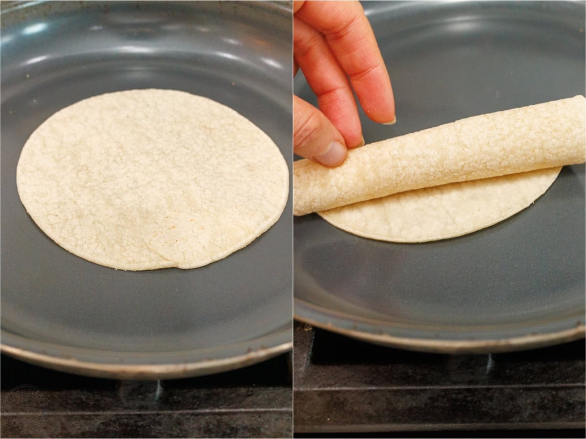 how to heat and roll tortillas in a skillet
