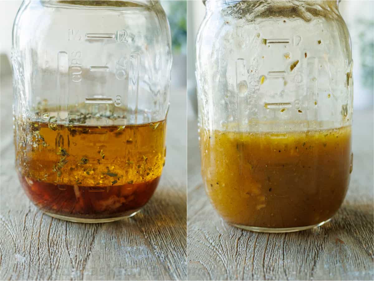 How to mix oil and vinegar with herbs to make homemade dressing