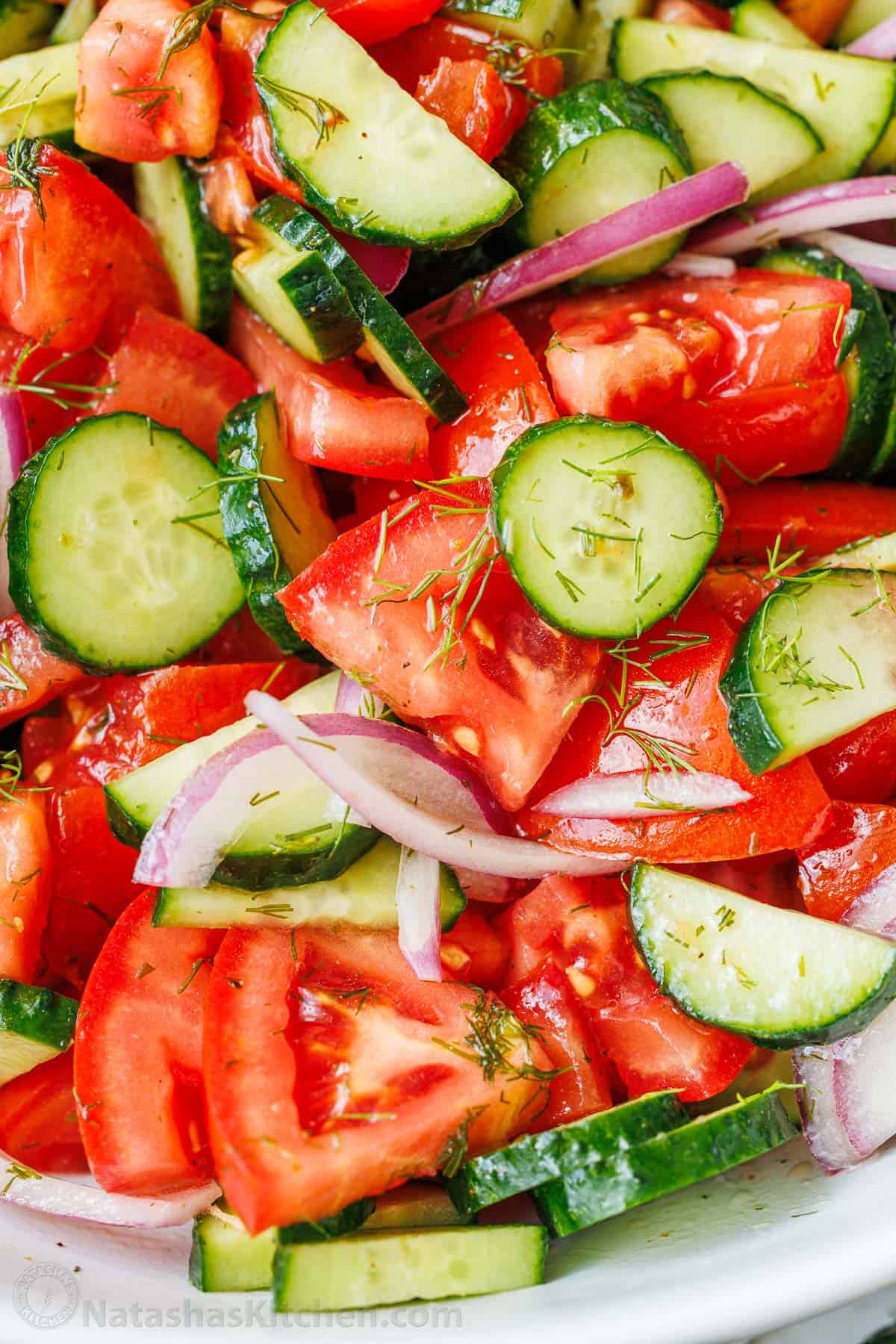 fresh vegetables tossed with simple dill salad dressing
