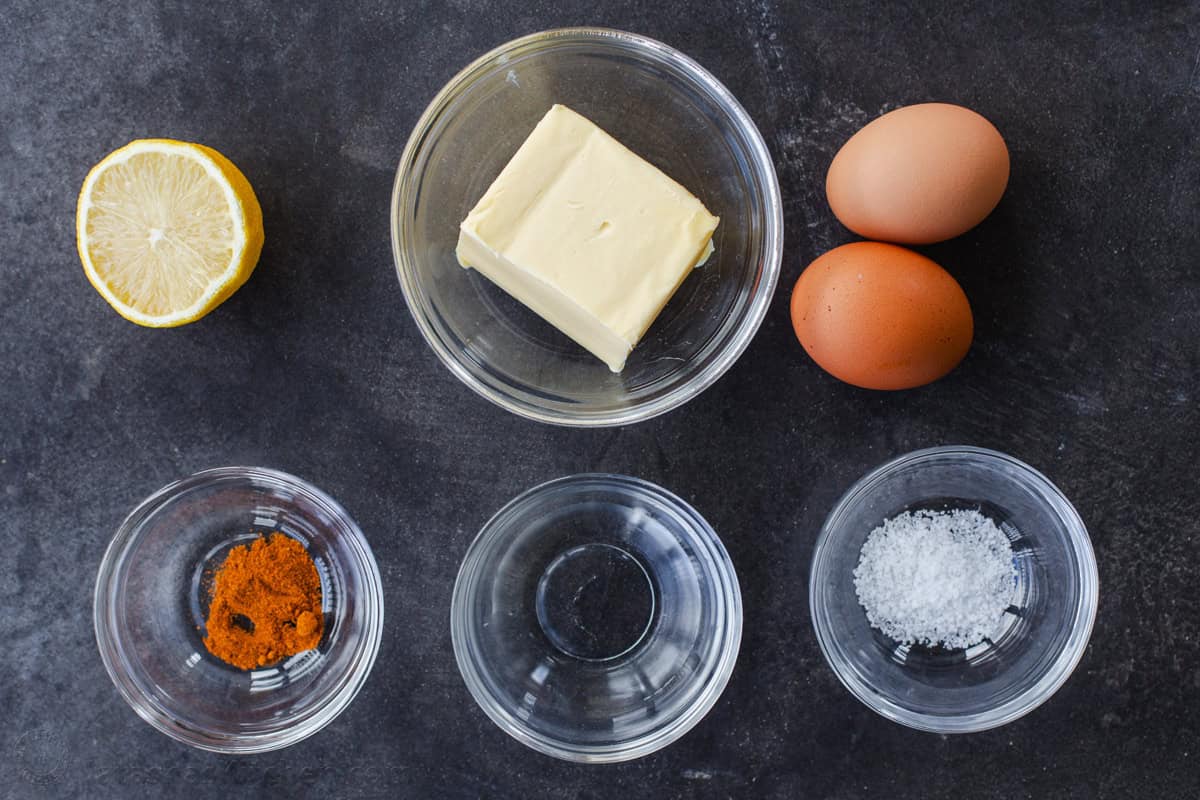 Ingredients for easy hollandaise saice