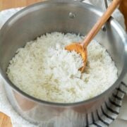 How to cook rice in a saucepan with a serving spoon