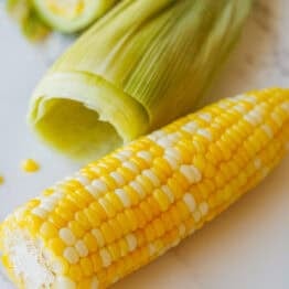microwave corn on the cob with husk removed