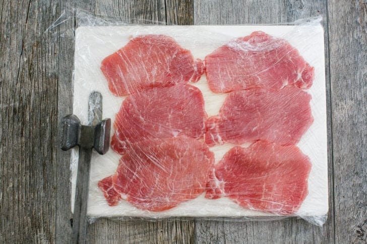 pounding pork into thin cutlets