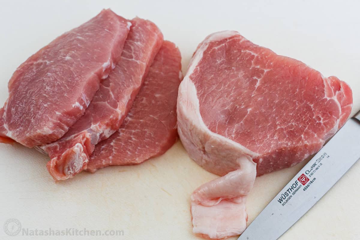 Trimming pork chops