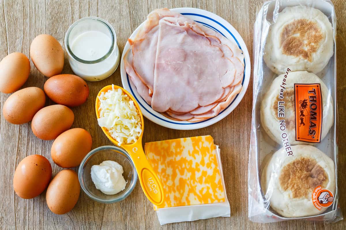 Ingredients for freezer breakfast sandwiches