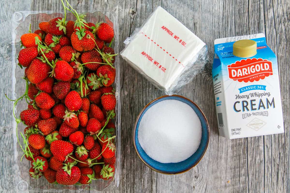 Ingredients for Cream Cheese Frosting and Strawberry cake filling
