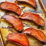 Caramelized roasted sweet potato halves