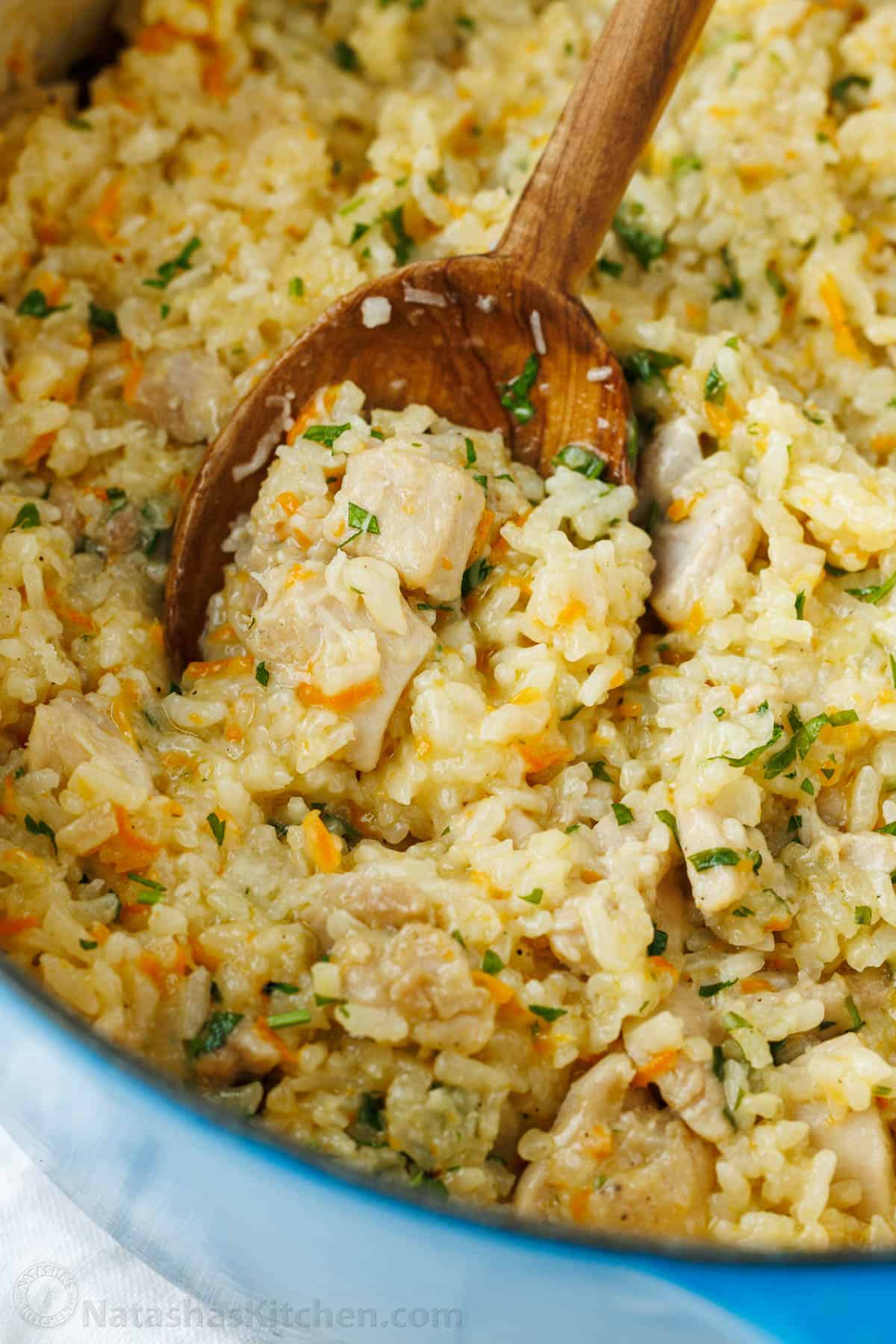 One-pot chicken and rice with tender chicken and vegetables