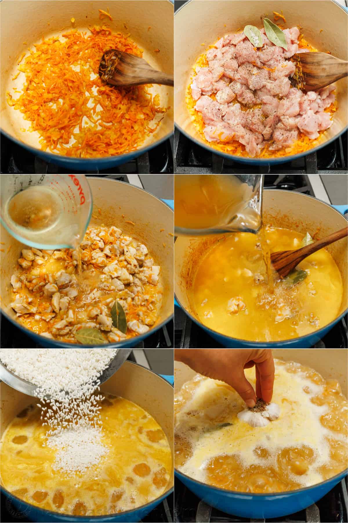 Butter, fresh parsley, and Parmesan added to cooked chicken and rice