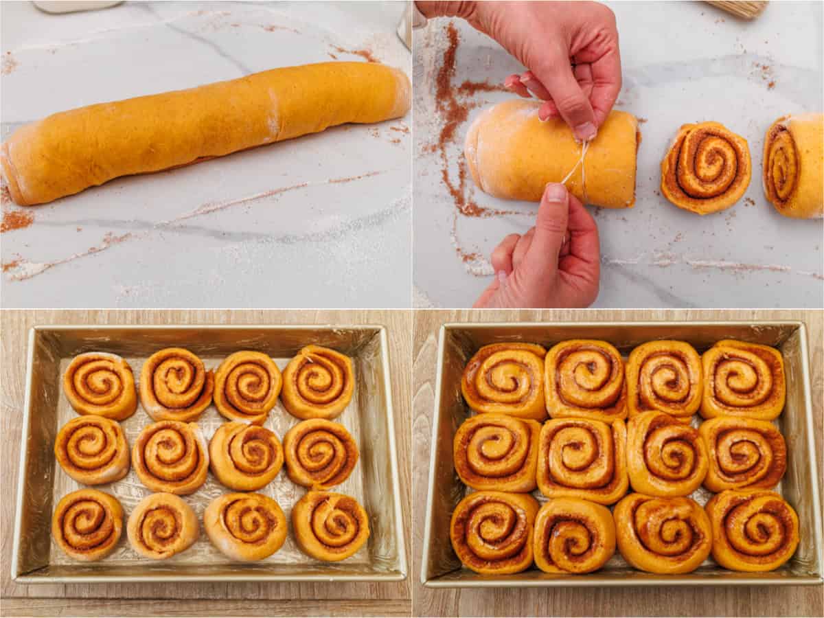 how to use string to cut dough into equal rounds and allow dough to rise