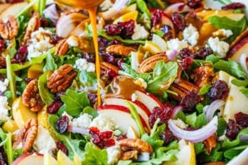 Fresh pear salad with balsamic vinaigrette dressing