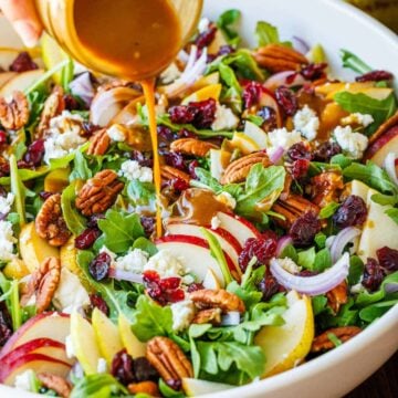 Fresh pear salad with balsamic vinaigrette dressing